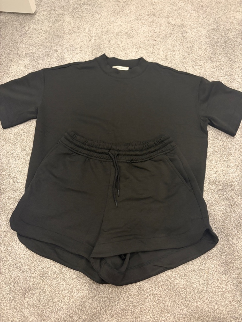 New Zenana Outfitters Black Casual Short Sleeve Top Shorts Set Small S